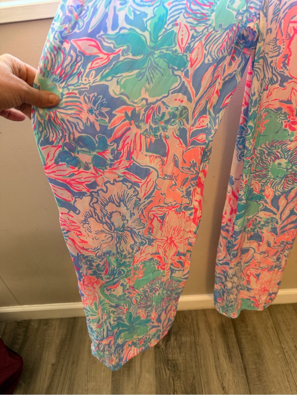 Lilly Pulitzer Lion Around Floral Wide Leg Jumpsuit Pink Blue 6 - Picture 6 of 10